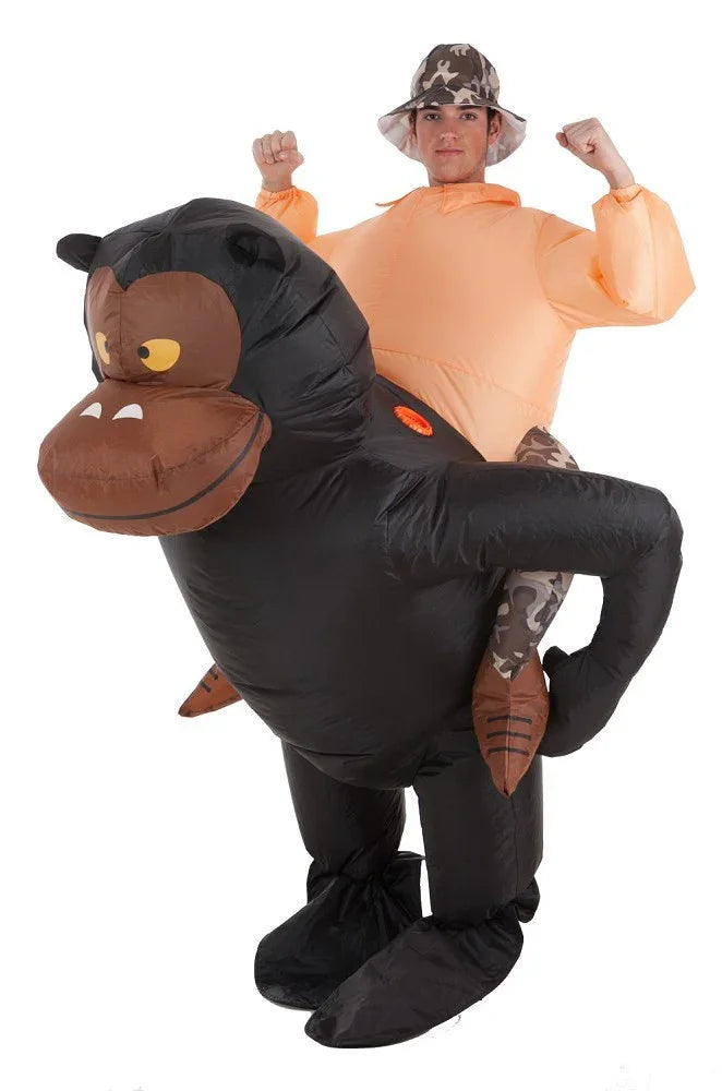 Disfraz de Gorila Hinchable con Aventurero Mono y Gorila Llopis